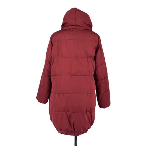 Universal Standard Kanda Puffer Small Burgundy Down Coat - Picture 5 of 14
